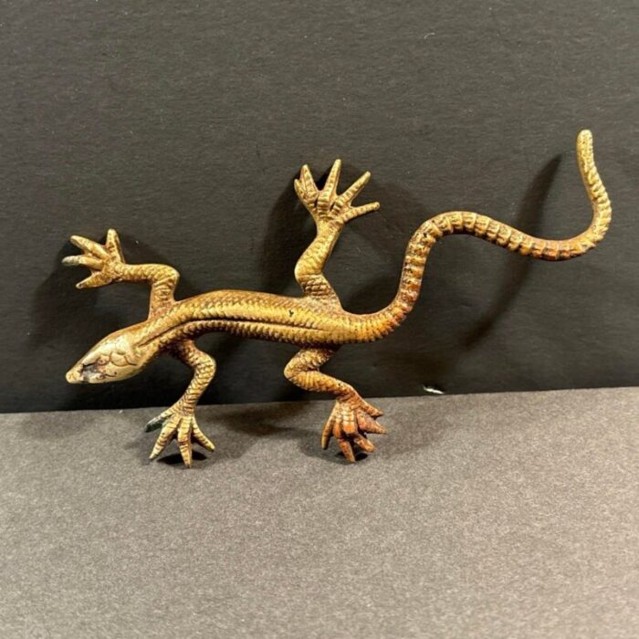 antique bronze sculpture of a walking lizard austria circa 1900 6329