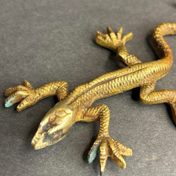 antique bronze sculpture of a walking lizard austria circa 1900 7029