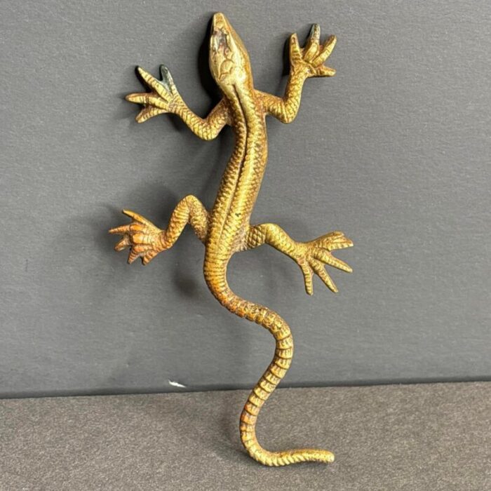 antique bronze sculpture of a walking lizard austria circa 1900 7099