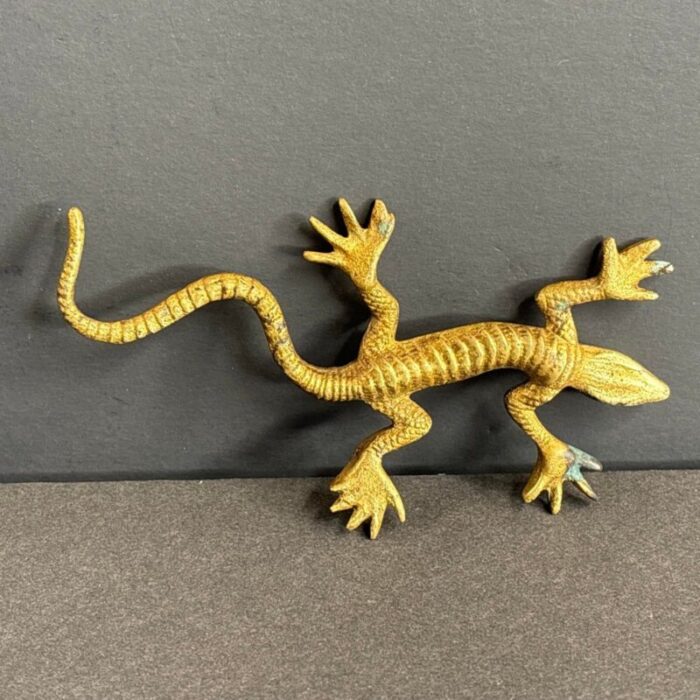 antique bronze sculpture of a walking lizard austria circa 1900 7380