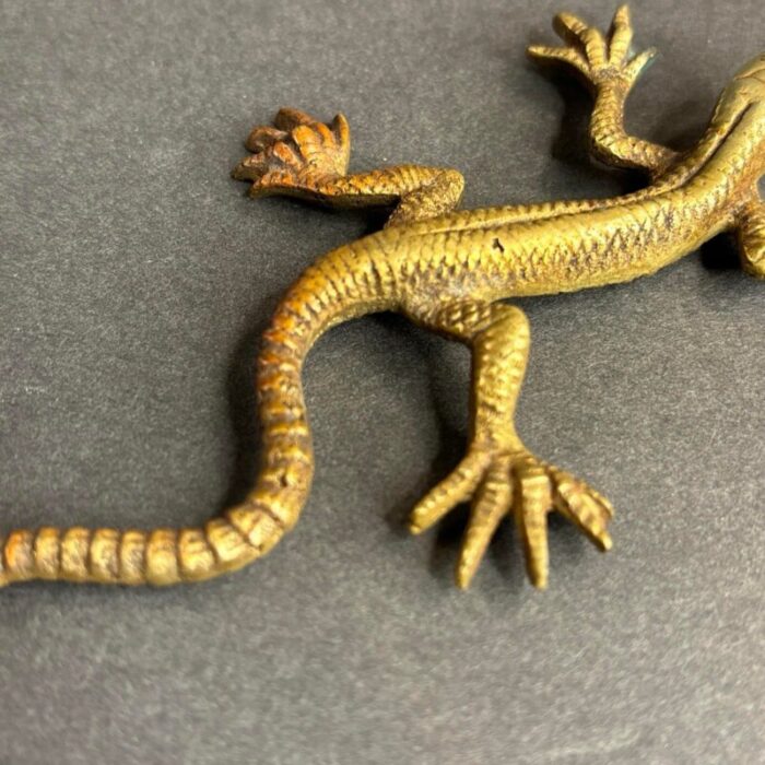 antique bronze sculpture of a walking lizard austria circa 1900 8599