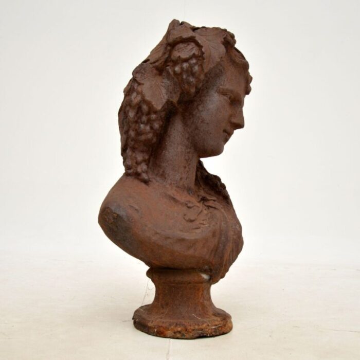 antique cast iron bust of young woman 1900s 3