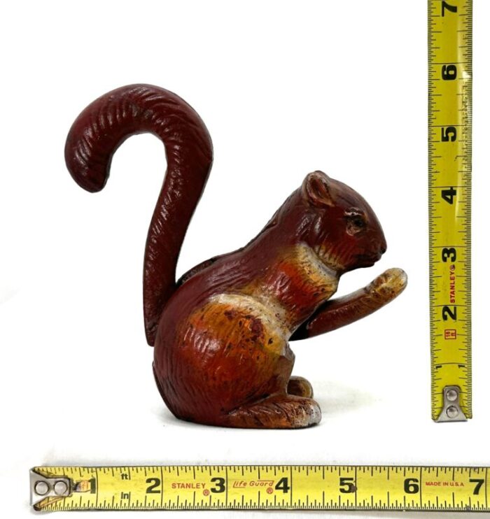 antique cast iron figurative chipmunk mechanical nut cracker with nice hand painted features early 20th century 1293