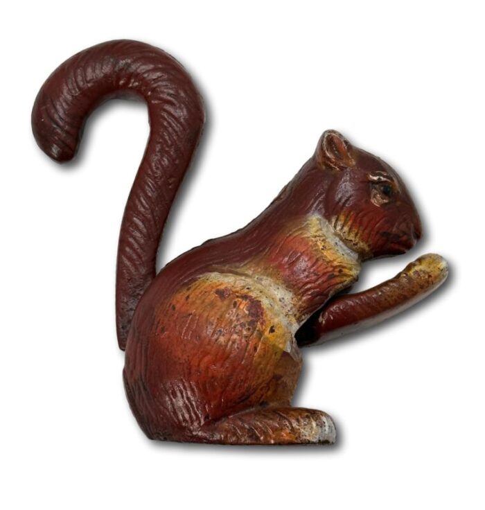 antique cast iron figurative chipmunk mechanical nut cracker with nice hand painted features early 20th century 9897