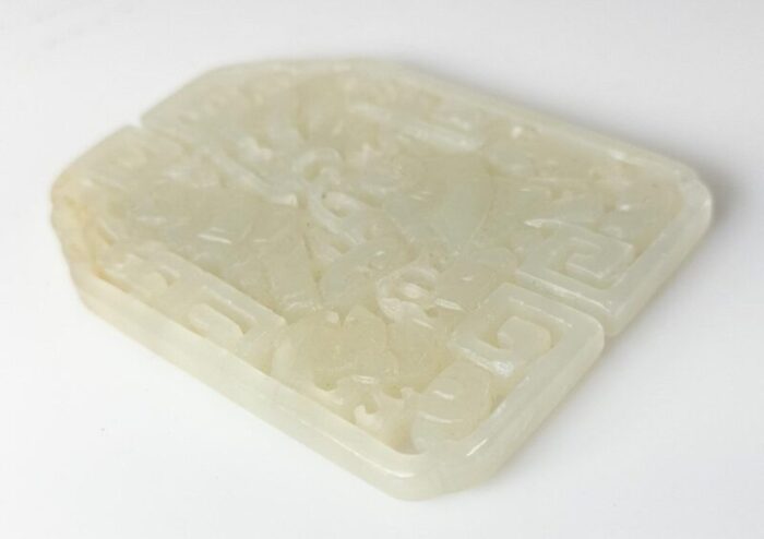 antique chinese white nephrite hetian jade carved pendant plaque 10