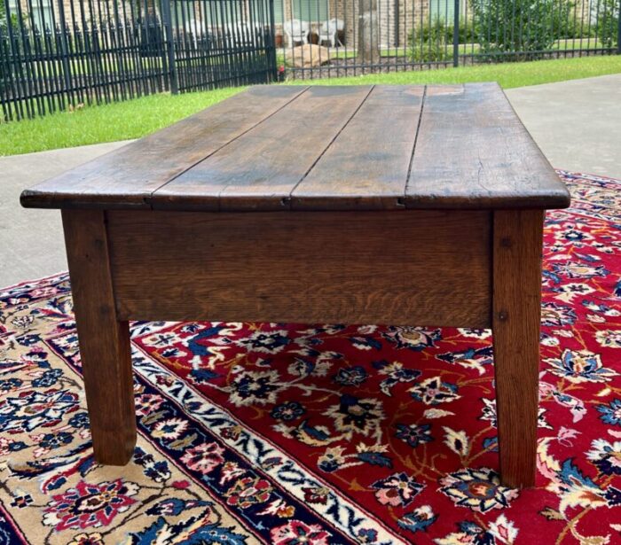 antique english coffee table farmhouse rustic oak drawers shaker legs mid 19th c 2069