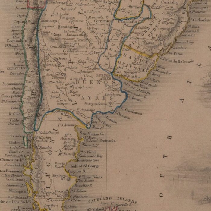 antique english lithography map of south america 11