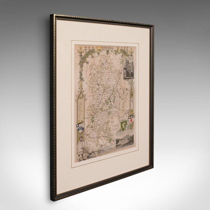 antique framed lithographic map of bedfordshire england 2