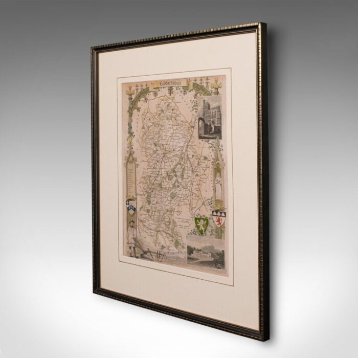 antique framed lithographic map of bedfordshire england 3