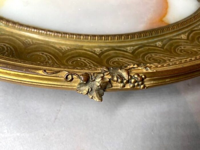 antique french bronze tray with alabaster centerpiece 19th century 9302