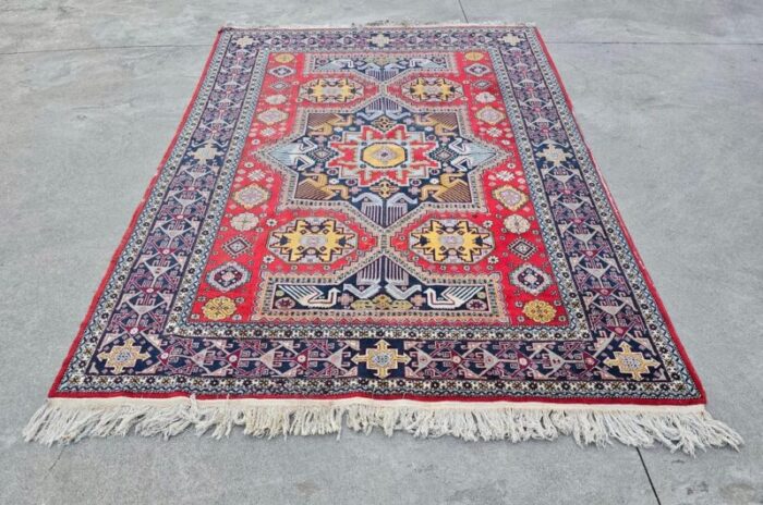 antique hand knotted kazak woolen rug 1890s 10