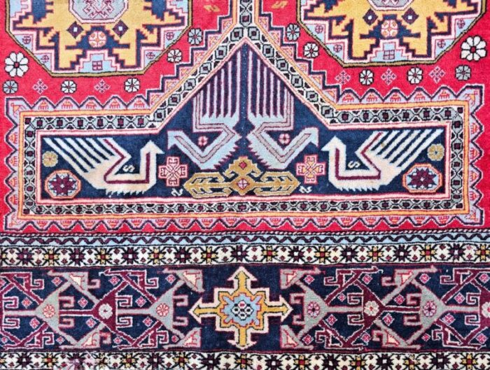 antique hand knotted kazak woolen rug 1890s 3