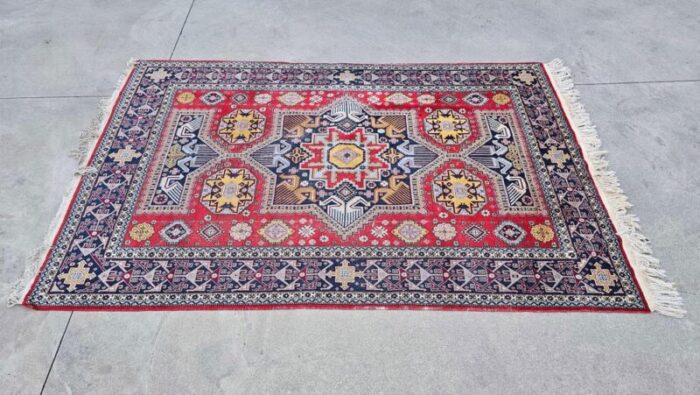 antique hand knotted kazak woolen rug 1890s 8