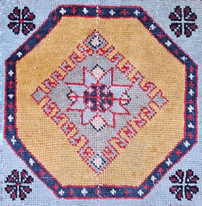 antique hand knotted kazak woolen rug 1890s 9