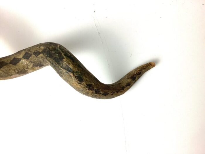 antique hand painted carved wood vine folk art snake 4184