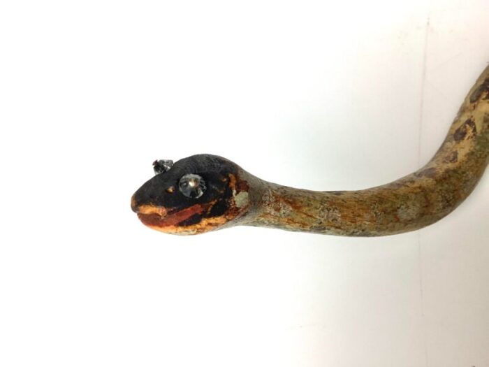 antique hand painted carved wood vine folk art snake 6271