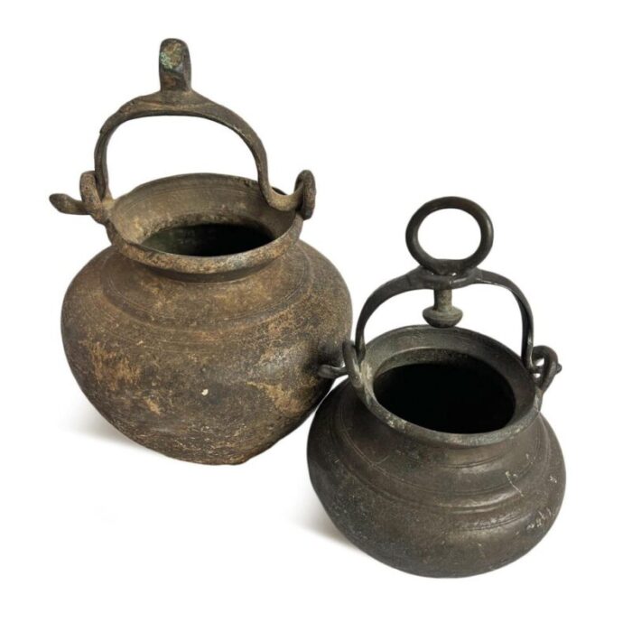 antique india bronze cook pot 6