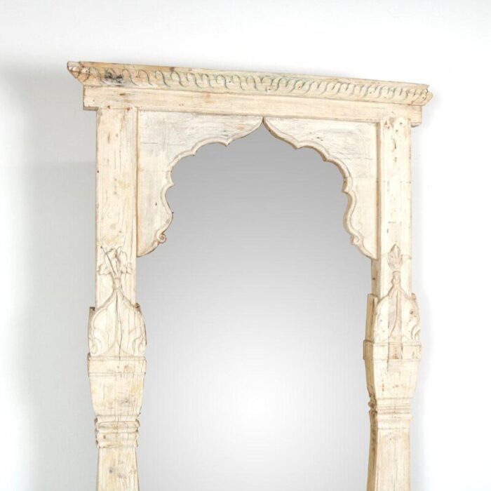 antique indian teakwood window frame mirror 9591