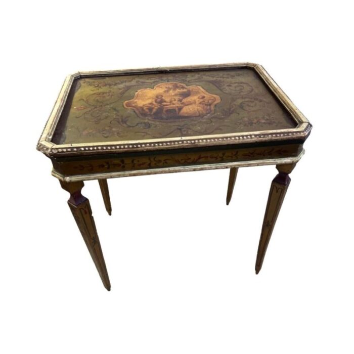 antique italian venetian side table painted wood in lacquer 3899