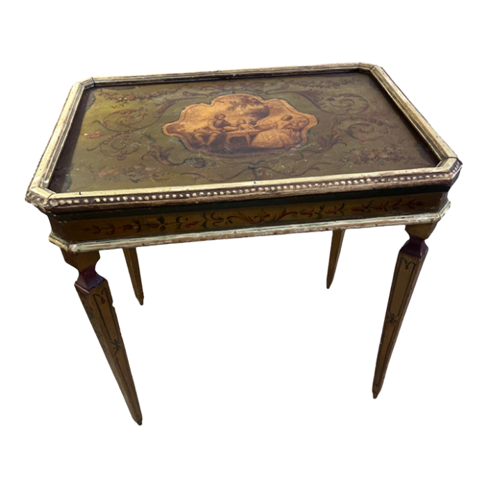 antique italian venetian side table painted wood in lacquer 9136