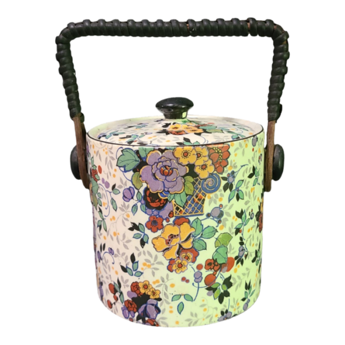 antique lancaster and sons l and sons hanley england floral chintz biscuit jar 6692