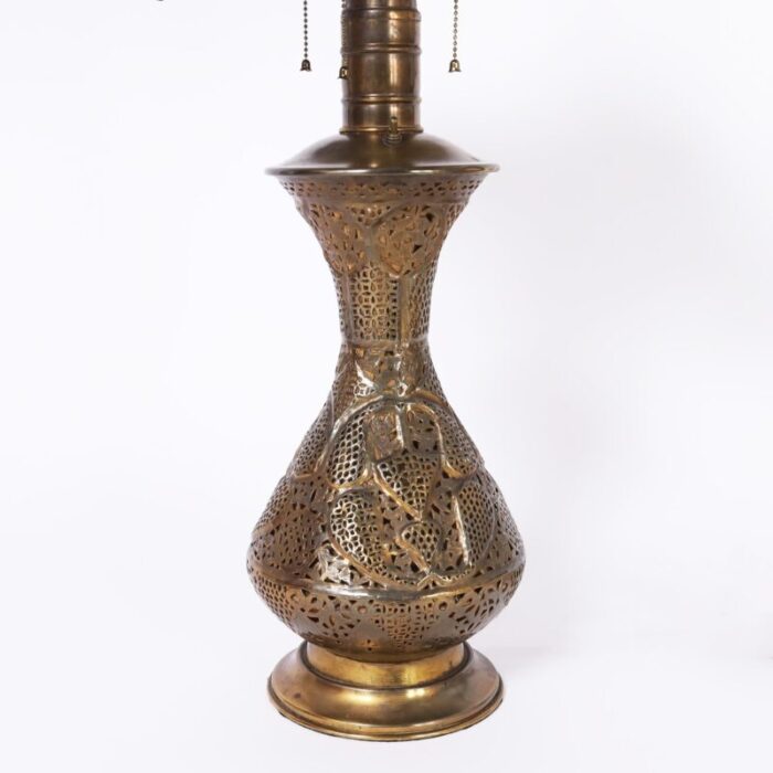 antique moroccan brass table lamp 0644