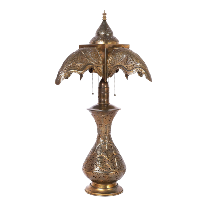 antique moroccan brass table lamp 3720