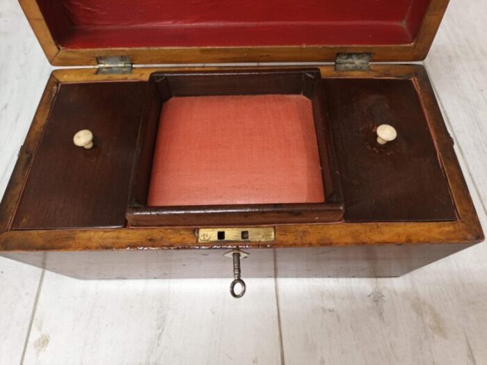 antique regency style tea caddy in oak 10