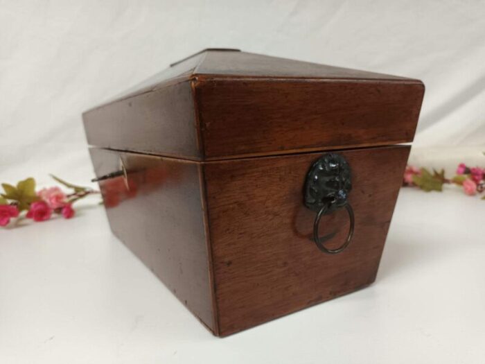 antique regency style tea caddy in oak 2