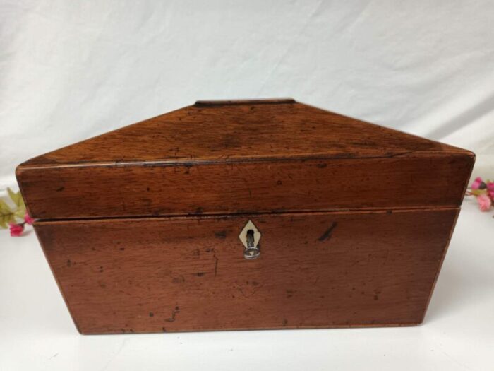 antique regency style tea caddy in oak 6