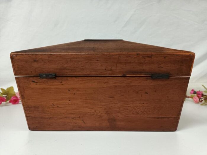 antique regency style tea caddy in oak 8