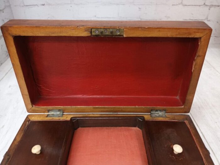 antique regency style tea caddy in oak 9