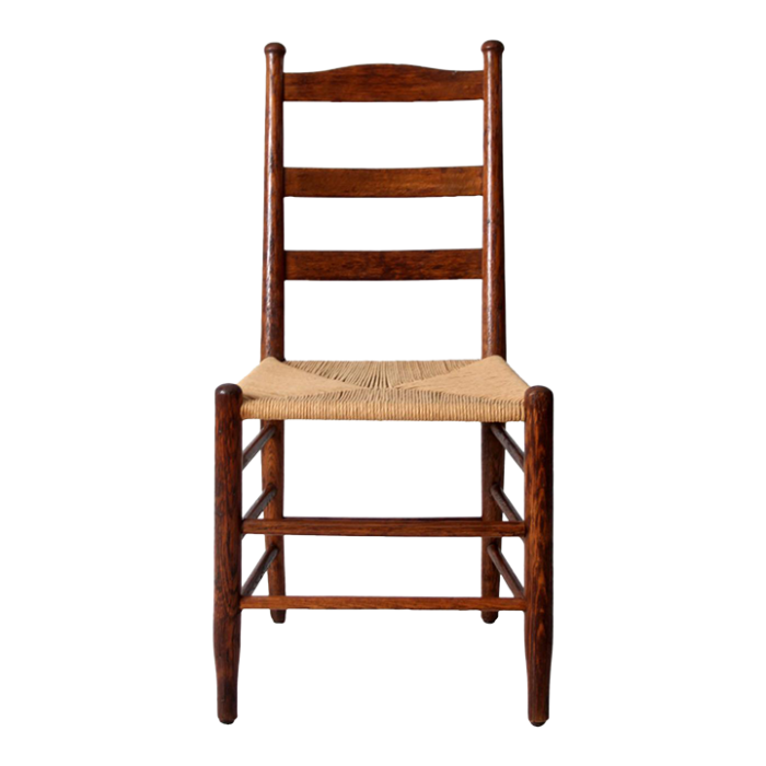 antique rush seat ladder back chair 6401