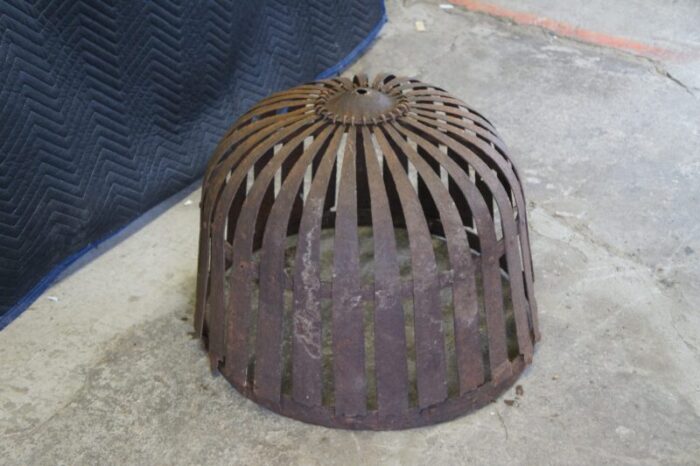 antique rustic primitive iron farmhouse basket planter 4859