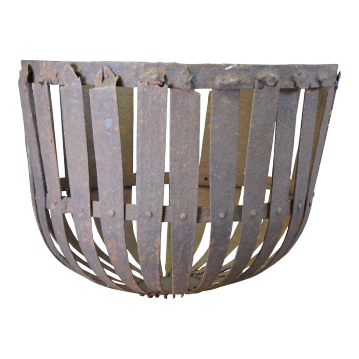 antique rustic primitive iron farmhouse basket planter 5963