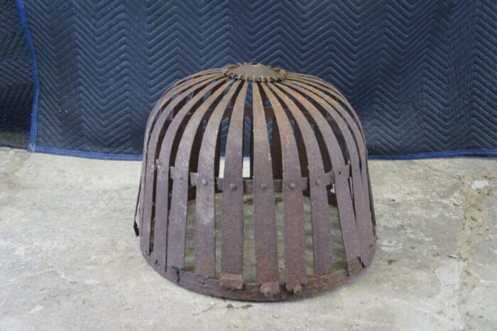 antique rustic primitive iron farmhouse basket planter 9849