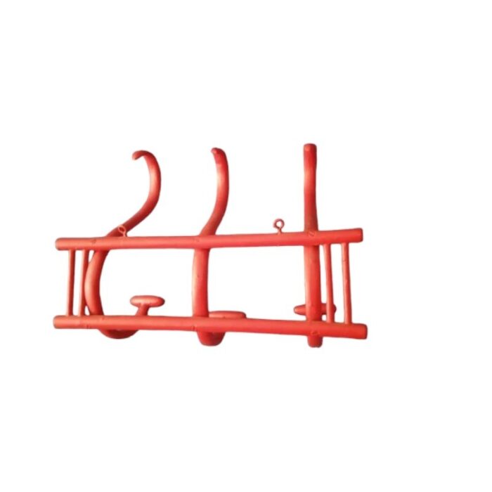 antique wall coat rack in bentwood painted in red 2