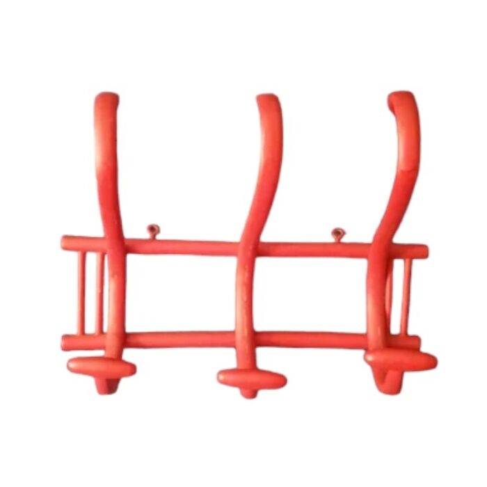 antique wall coat rack in bentwood painted in red 3