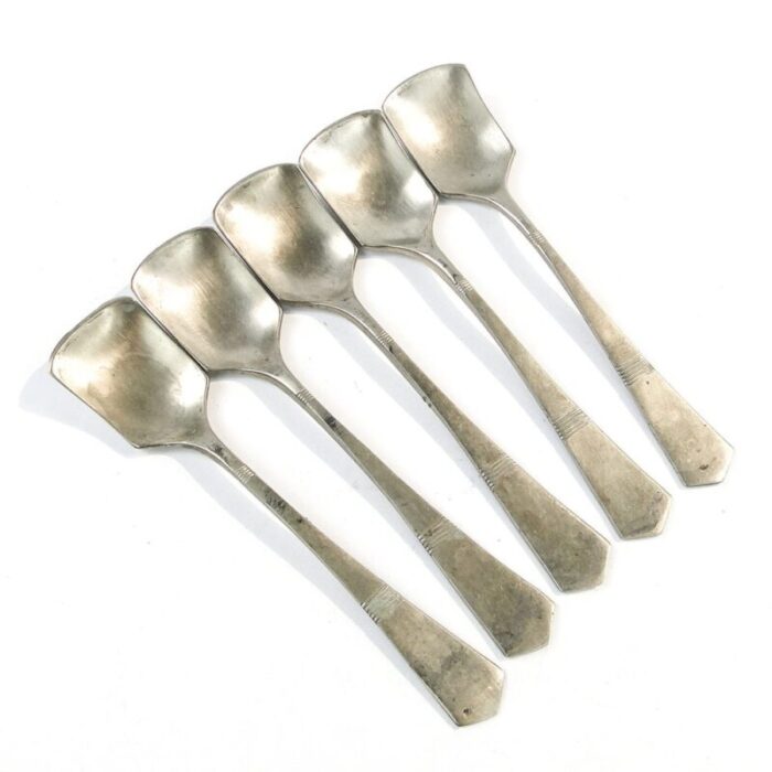 art deco brass ice cream spoons 1950s set of 5 1