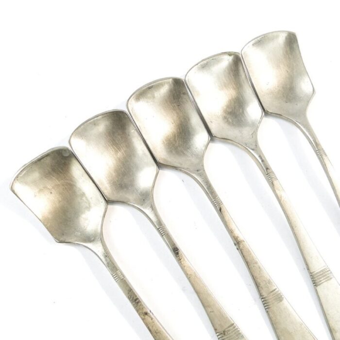 art deco brass ice cream spoons 1950s set of 5 2