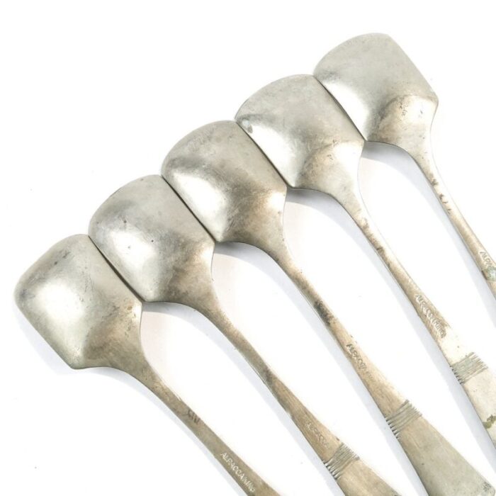 art deco brass ice cream spoons 1950s set of 5 3