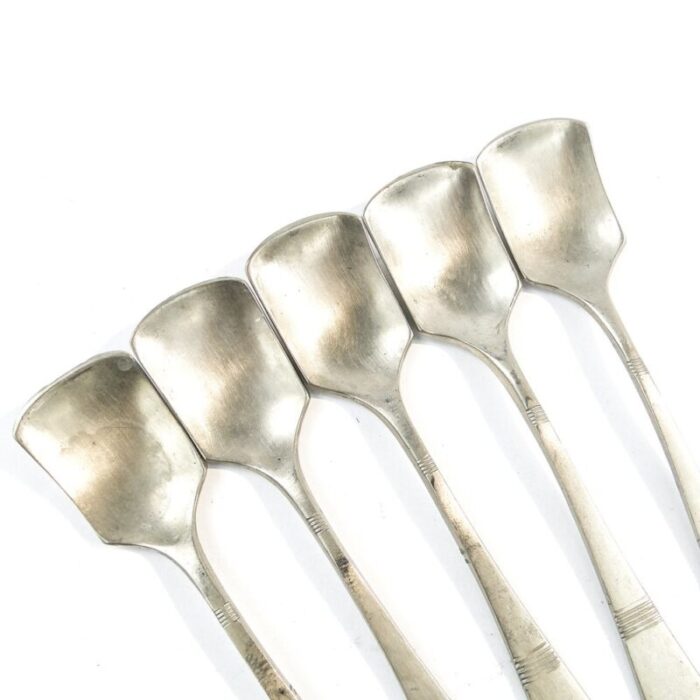 art deco brass ice cream spoons 1950s set of 5 6