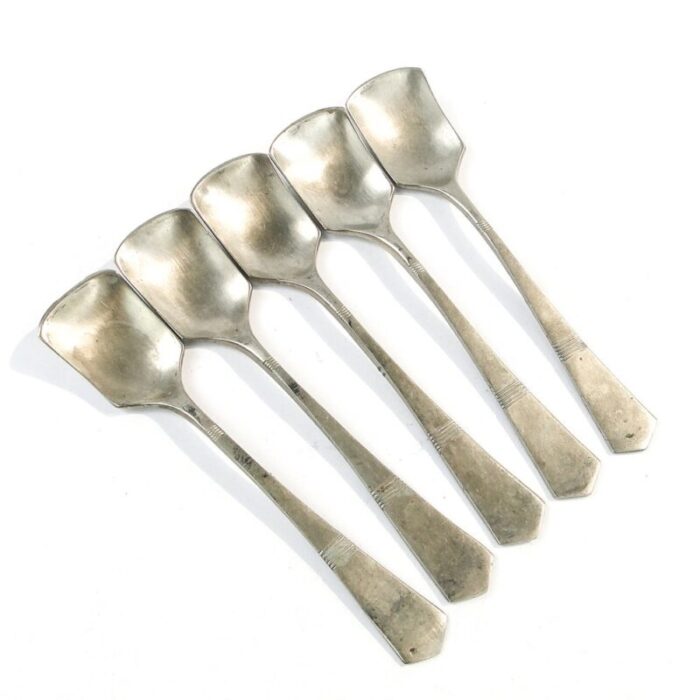 art deco brass ice cream spoons 1950s set of 5 8