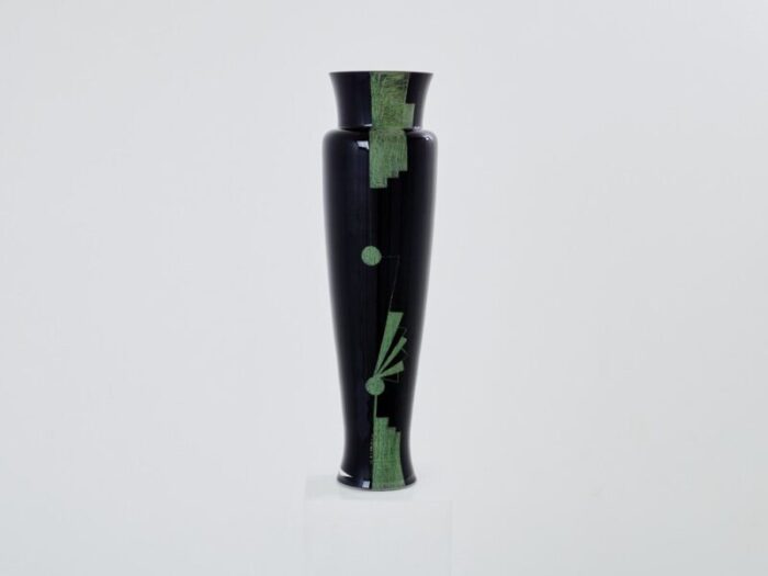 art deco french tall black opaline glass vase from anatole riecke 1951 1