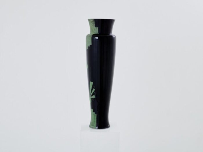 art deco french tall black opaline glass vase from anatole riecke 1951 11