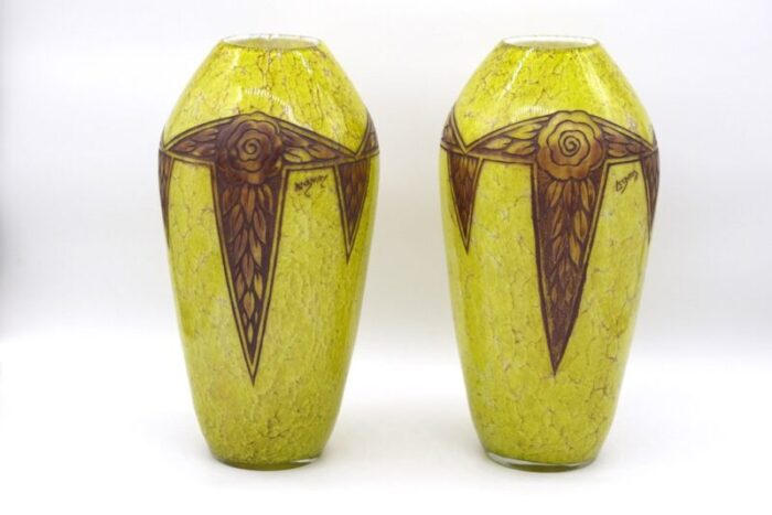 art deco ovoid vases by f t legras 1920s set of 2 1