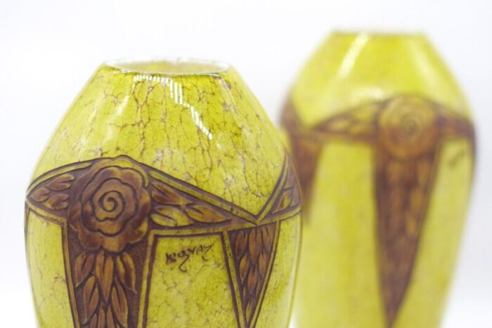 art deco ovoid vases by f t legras 1920s set of 2 15