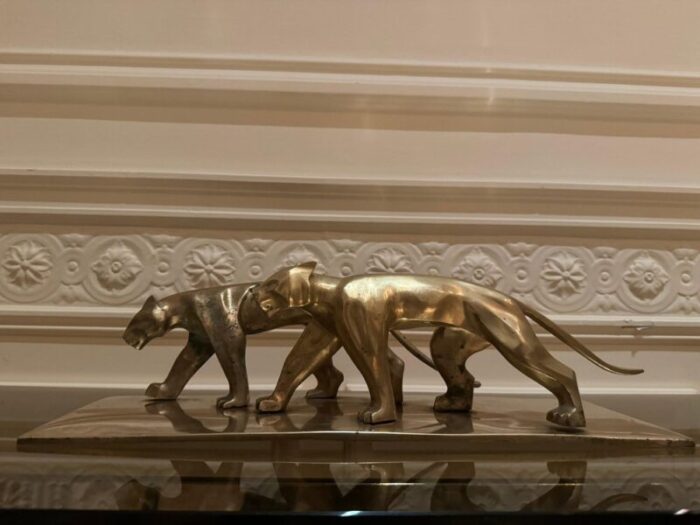 art deco panther sculpture in brass 10