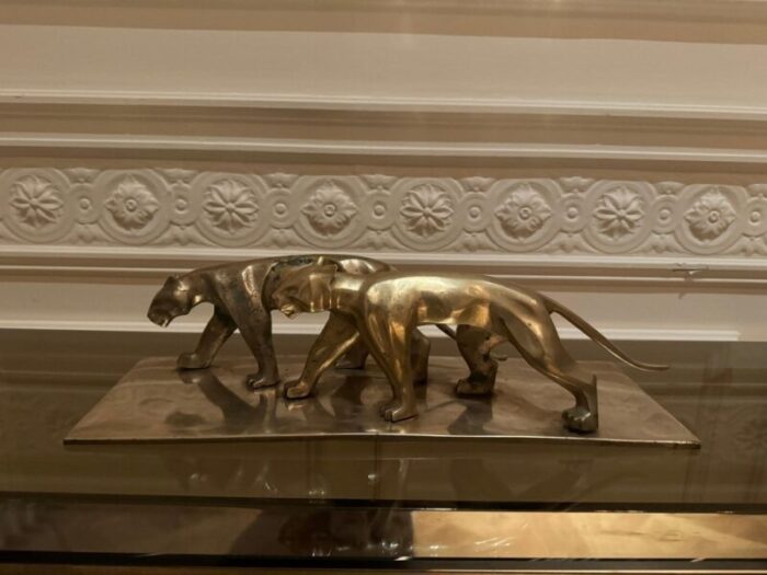 art deco panther sculpture in brass 2