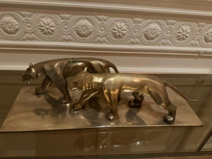 art deco panther sculpture in brass 3